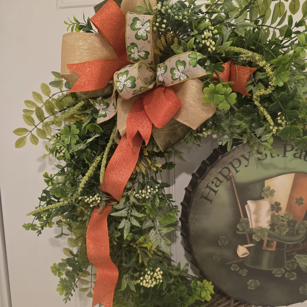 St. Patrick's Day Wreath with Orange and Green Accents